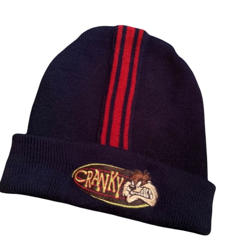 Vintage 90's Tazz Beanie Hat Cap‎ Dark Navy Blue Looney Tunes Streetwear Skater - Picture 3 of 5